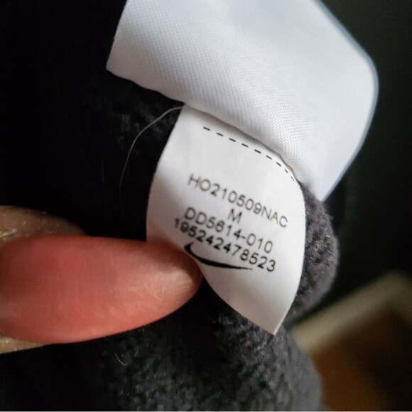 Nike Sportwear Swoosh Curve Plush Trouser Pants Quilt Black Barrel Leg Sz M Crop - Picture 9 of 9